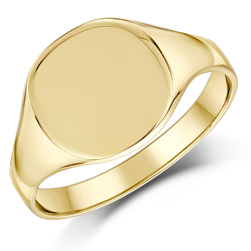 9ct Yellow Gold Light Weight Heart Shape Ladies Signet Ring