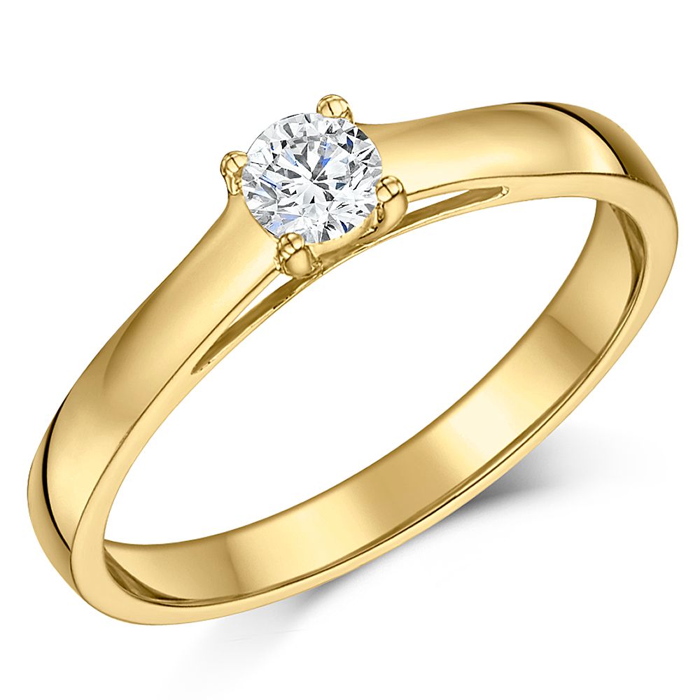 9ct Yellow Gold Quarter Carat Diamond Solitaire Engagement Ring