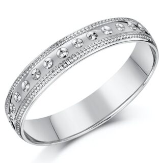 9ct White Gold Matt Center Wedding Ring