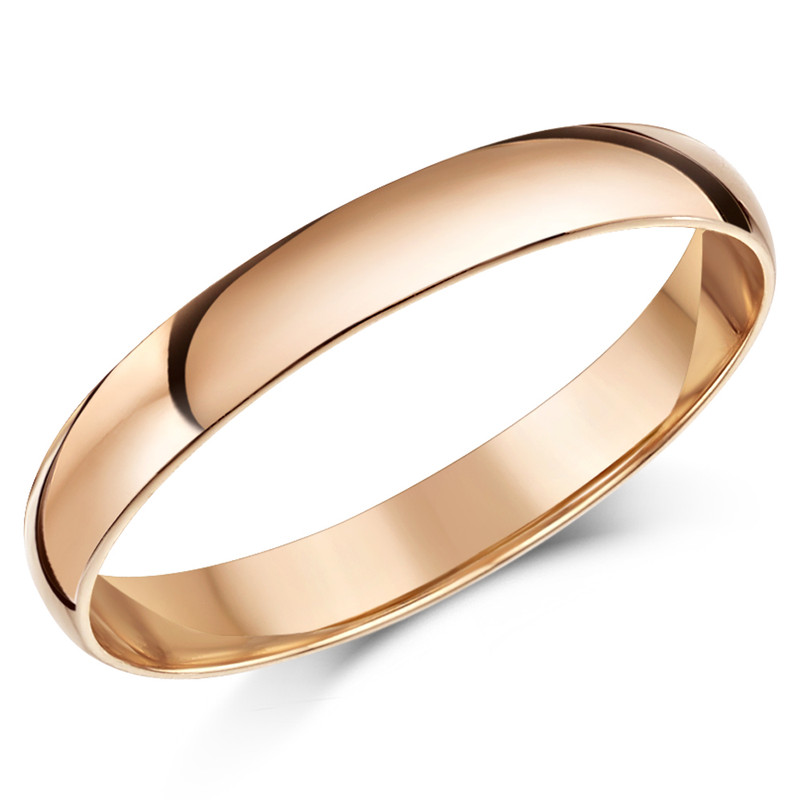 3mm 9ct Rose Gold Light D Wedding Ring