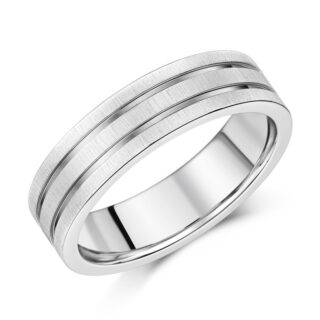 Titanium Flat Court Matt with Two Polished Grooved 6mm Ring