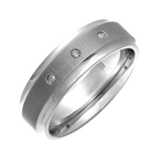 Titanium Flat Court 0.06ct Diamond Matt 7mm Ring