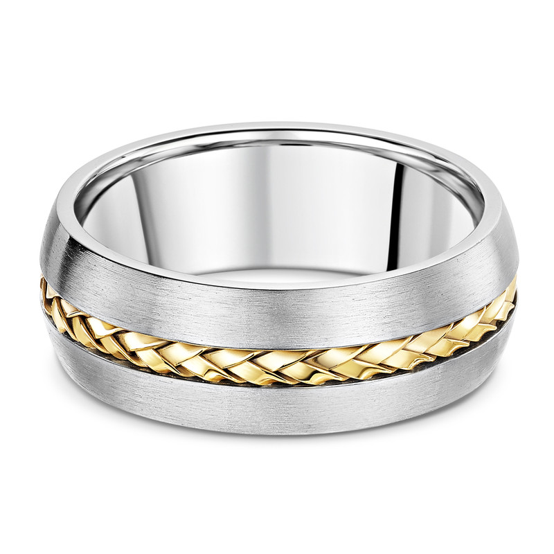 Titanium with 9ct Yellow Gold Twisted Inlay 8mm Ring - Image 2