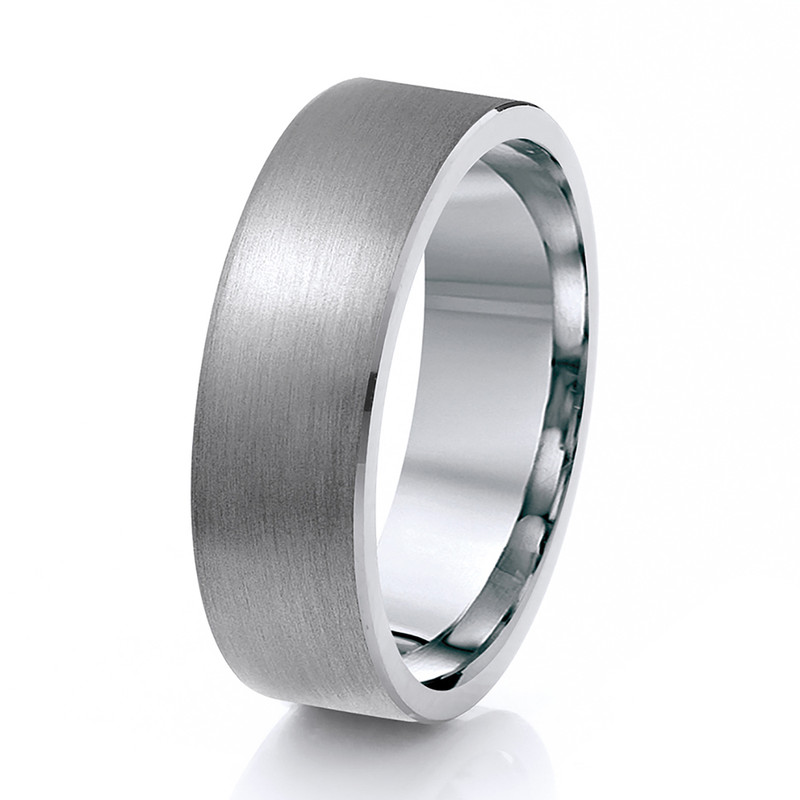 Titanium Flat Court Matt 7mm Ring