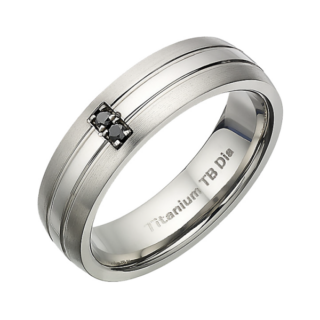 Titanium Court 0.04ct Round Treated Black Diamond 4mm Ring