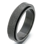 Titanium Black Flat Court with Frosted Embossed Centre and Polished Edges 6mm Ring