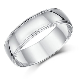 18ct White Gold Millgrain Wedding Ring