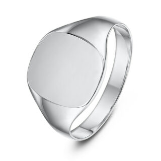 9ct White Gold Light Weight Oval Shape Ladies Signet Ring