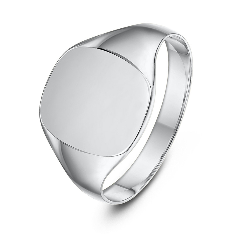 9ct White Gold Light Weight Oval Shape Ladies Signet Ring