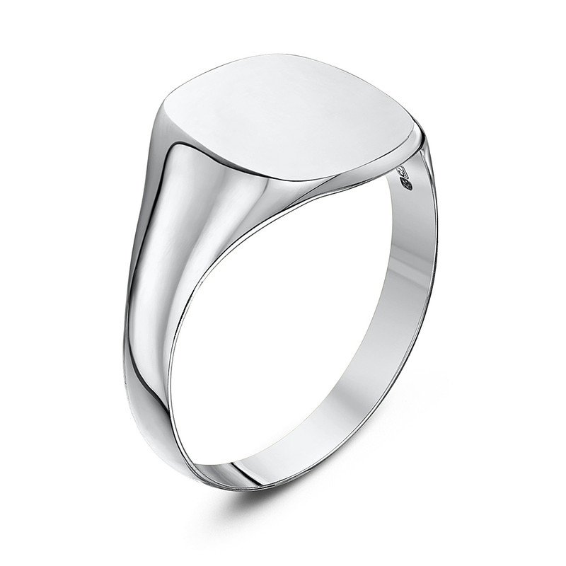 9ct White Gold Light Weight Oval Shape Ladies Signet Ring - Image 3