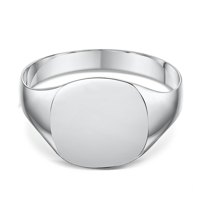 9ct White Gold Light Weight Oval Shape Ladies Signet Ring - Image 4